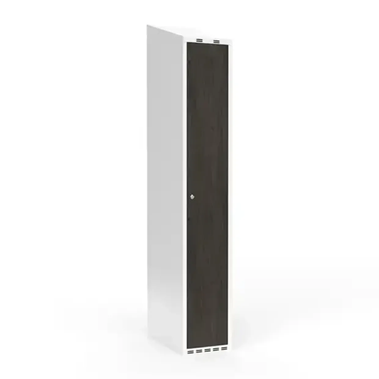 Garderobeskab 1x300 mm Skråt tag Hel søjle Laminat dør Nocturne wood Cylinderlås