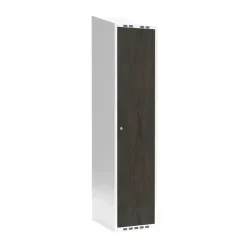 Garderobeskab 1x400 mm Skråt tag Hel søjle Laminat dør Nocturne wood Cylinderlås