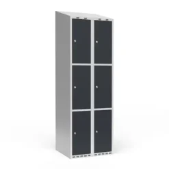 Garderobeskab 2x300 mm Skråt tag 3 rum i højden Antracit dør Cylinderlås