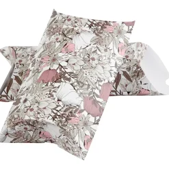 Gaveæsker til indpakning brun beige hvid rosa blomster - 3 stk