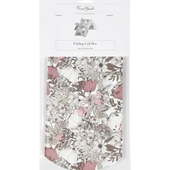 Gaveæsker til indpakning brun beige hvid rosa blomster - 3 stk