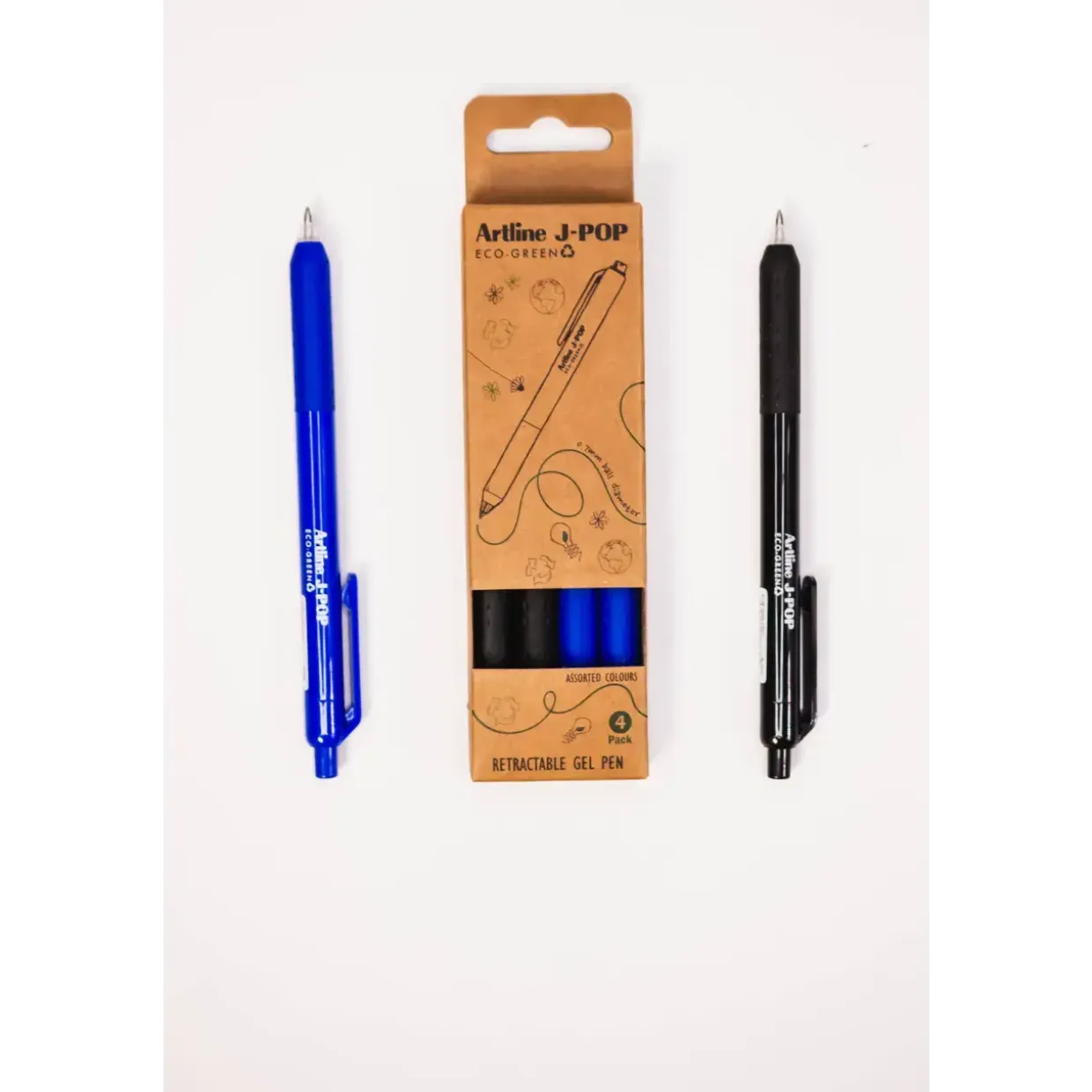 Gelpen - Artline J-POP ECO-GREEN 0.7 mm - 2 Sort / 2 Blå - 4 stk