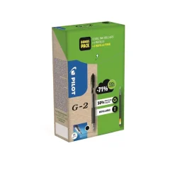 Gelpen Pilot G-2 Green Pack sort 12stk + 12refills
