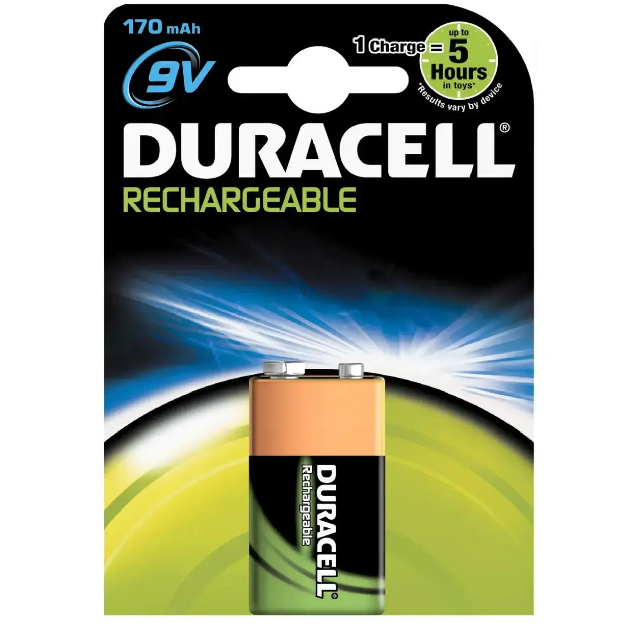 Genopladelig Duracell Batteri 9V - 170 mAh 1 stk