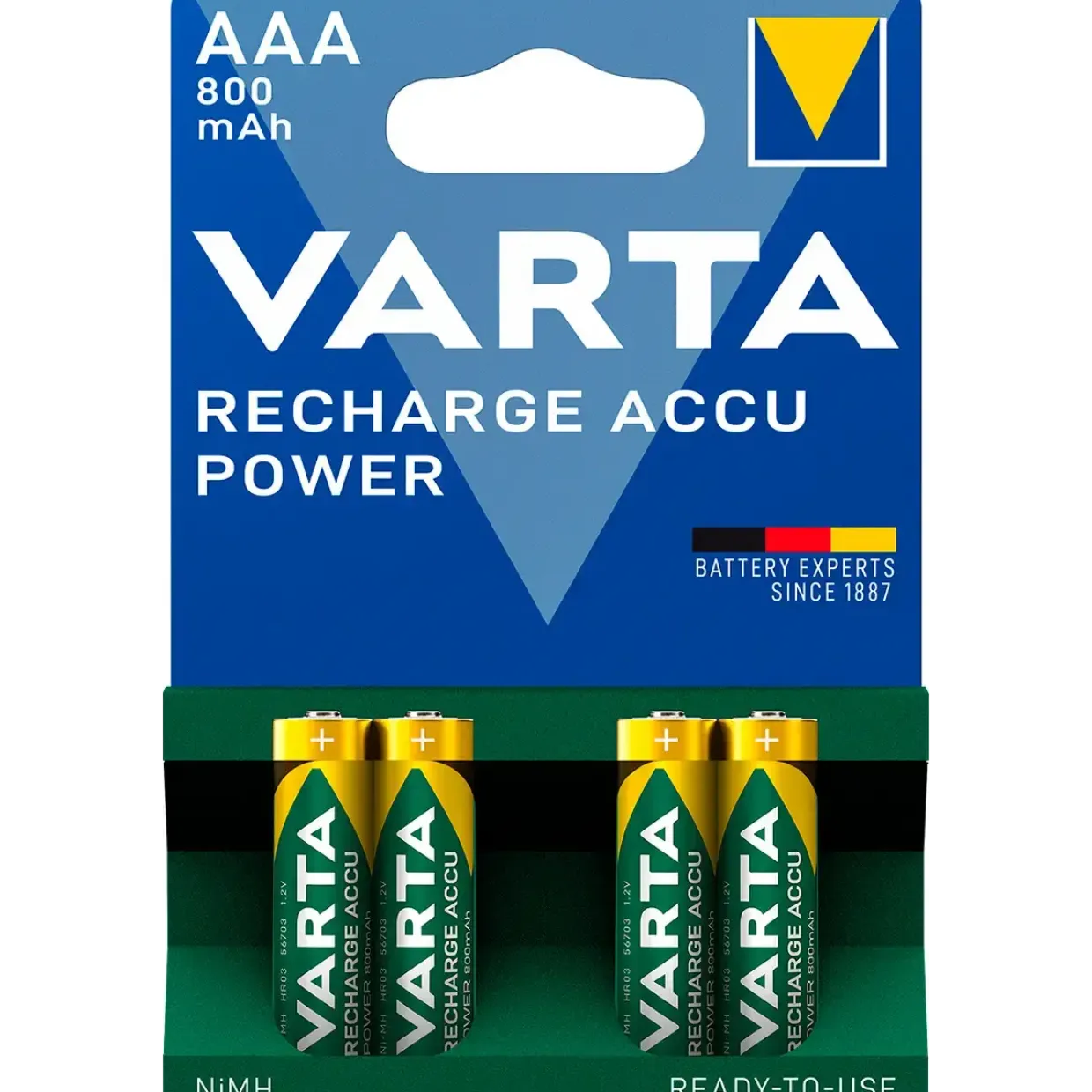 Genopladelige AAA batterier Recharge Power 800mAh 4stk