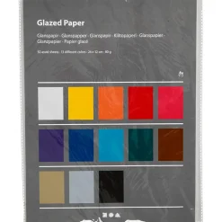 Glanspapir 13 assorterede farver størrelse 24 x 32 cm 80 gram - 50 ark