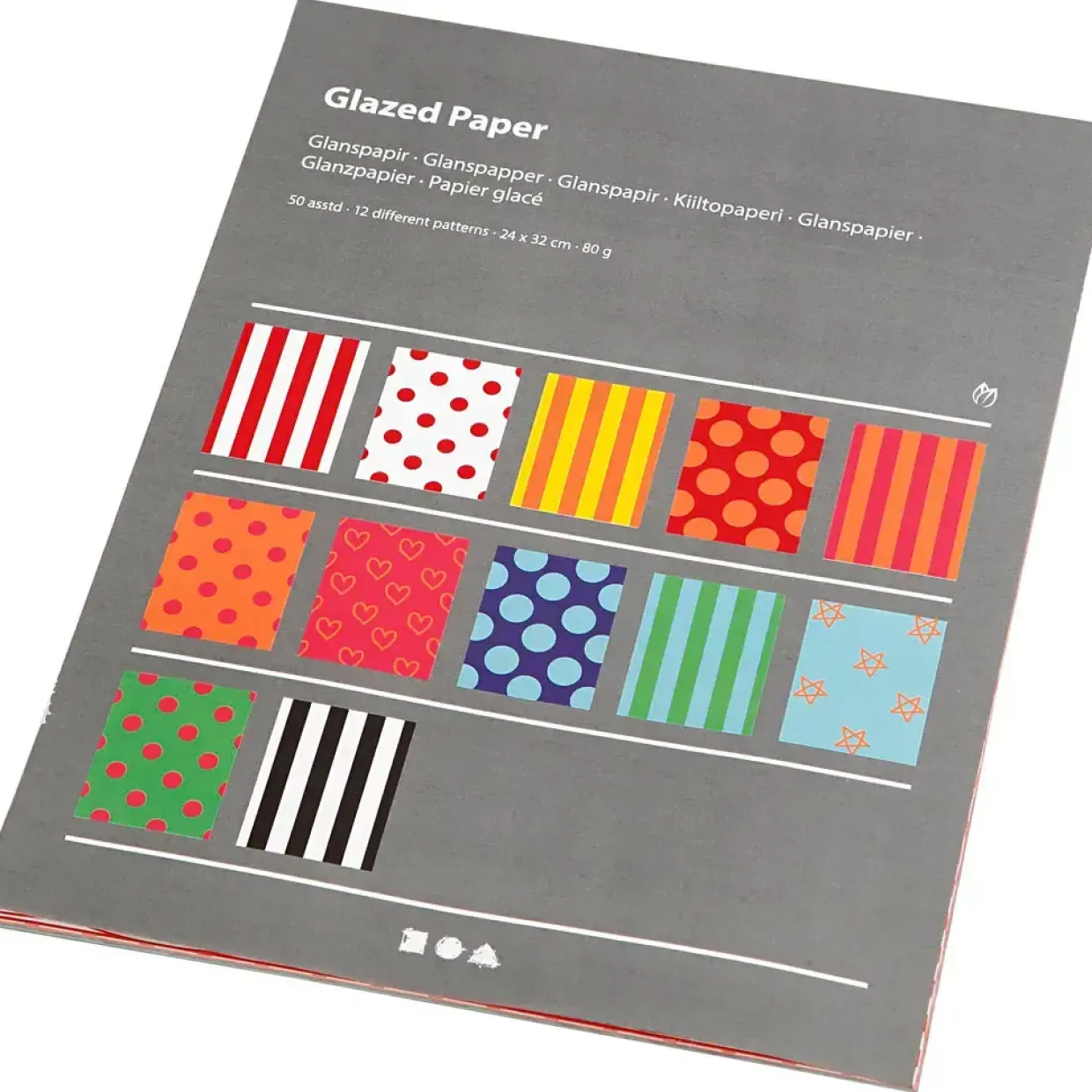 Glanspapir til julepynt - 12 designs 24x32 cm 80g - 50 ark