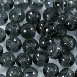 Glasperler grå 4 mm hulstr. 1 mm - 45 stk.