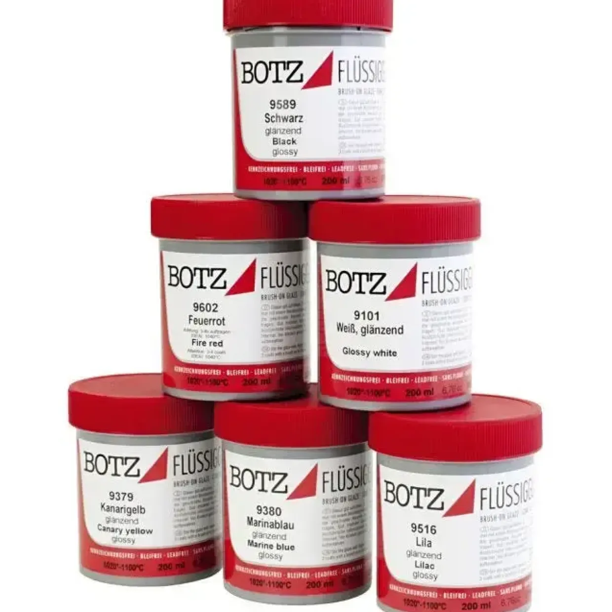 Glasur til ler - Assorterede farver - 6 x 200 ml
