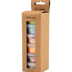 Glitter Clay pastelfarver 6x20 ml