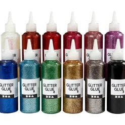 Glitterlim - ass. farver 12x118ml