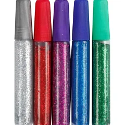 Glitterlim ass. farver - 5x10ml
