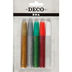 Glitterlim - 10 ml ass. farver - 5stk.