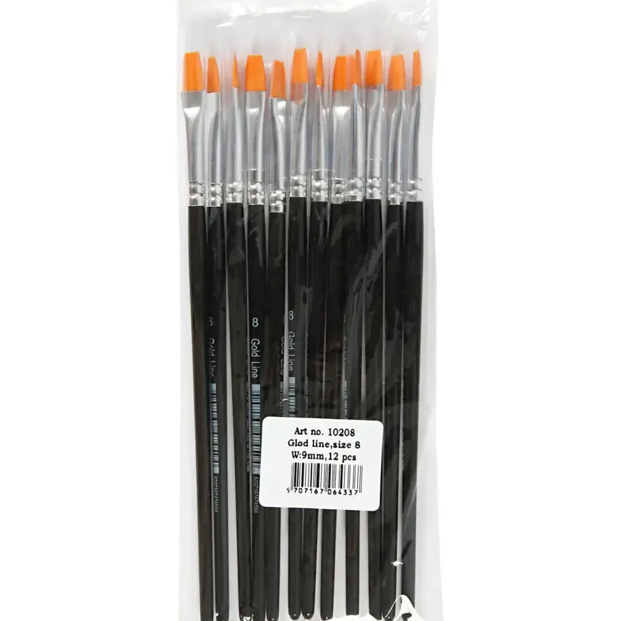 Gold Line Pensler, nr. 8 , B: 9 mm, flad, 12stk.
