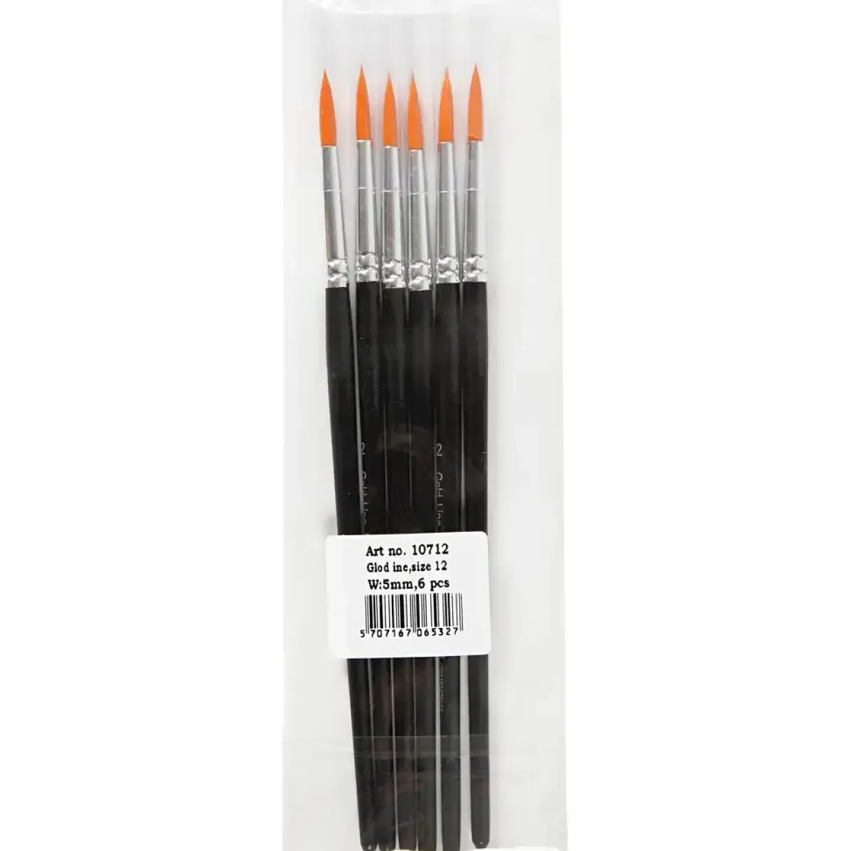 Gold Line Pensler, nr. 12 , B: 5 mm, rund, 6stk.