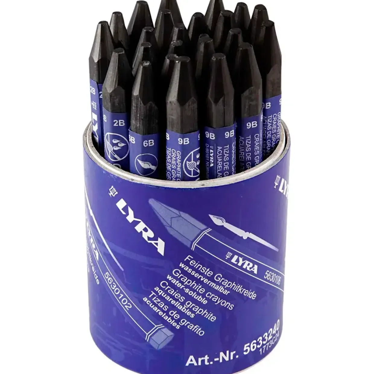 Grafit akvarelstifter, tykkelse 1 cm, L: 6,5 cm, 24stk.