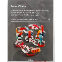Guirlande strimler med print ass. farver Længde 16 cm Bredde 15 mm - 400 stk.