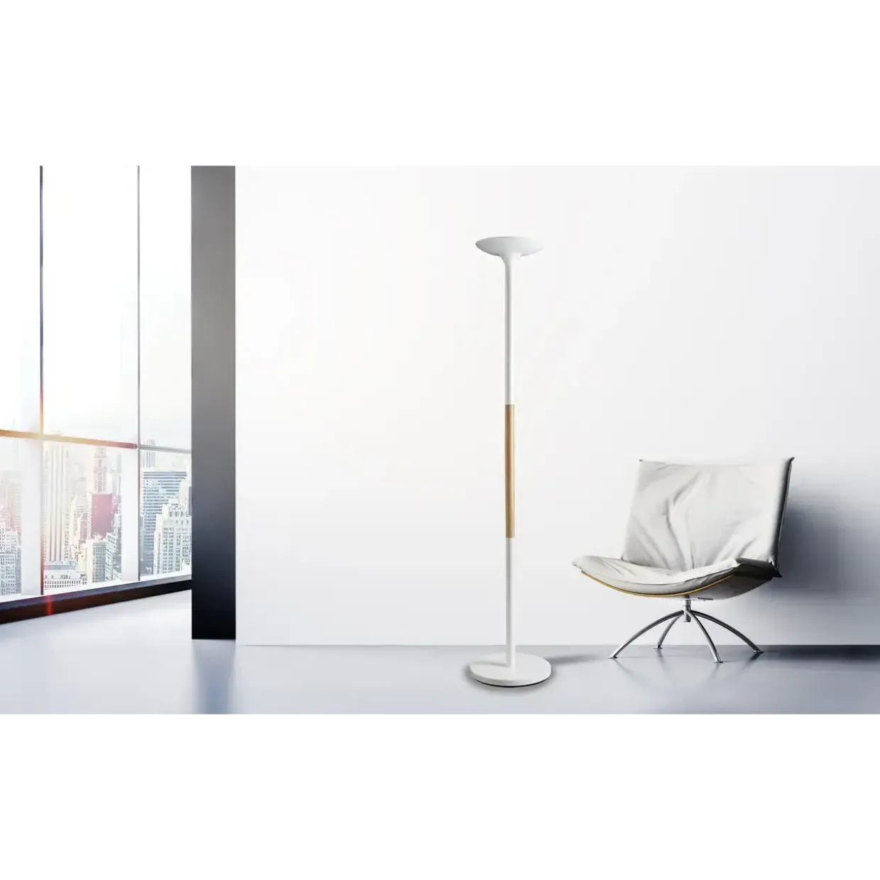 Gulv-lampe Unilux Pryska UpLight hvid/træ