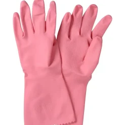 Gummihansker - Pink Latexhandske med velour - Størrelse 7-7,5 - 12 par