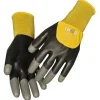 Halvdyppet latexhandske, THOR Flex Dry, 8, sort, latex/nitril/polyester, med gul ribkant - 12 par