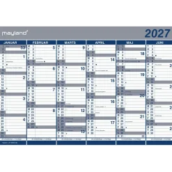 Halvårskalender - Væg - Blå - 29 x 43,9 x 0,2 cm - 2027 - 27063000