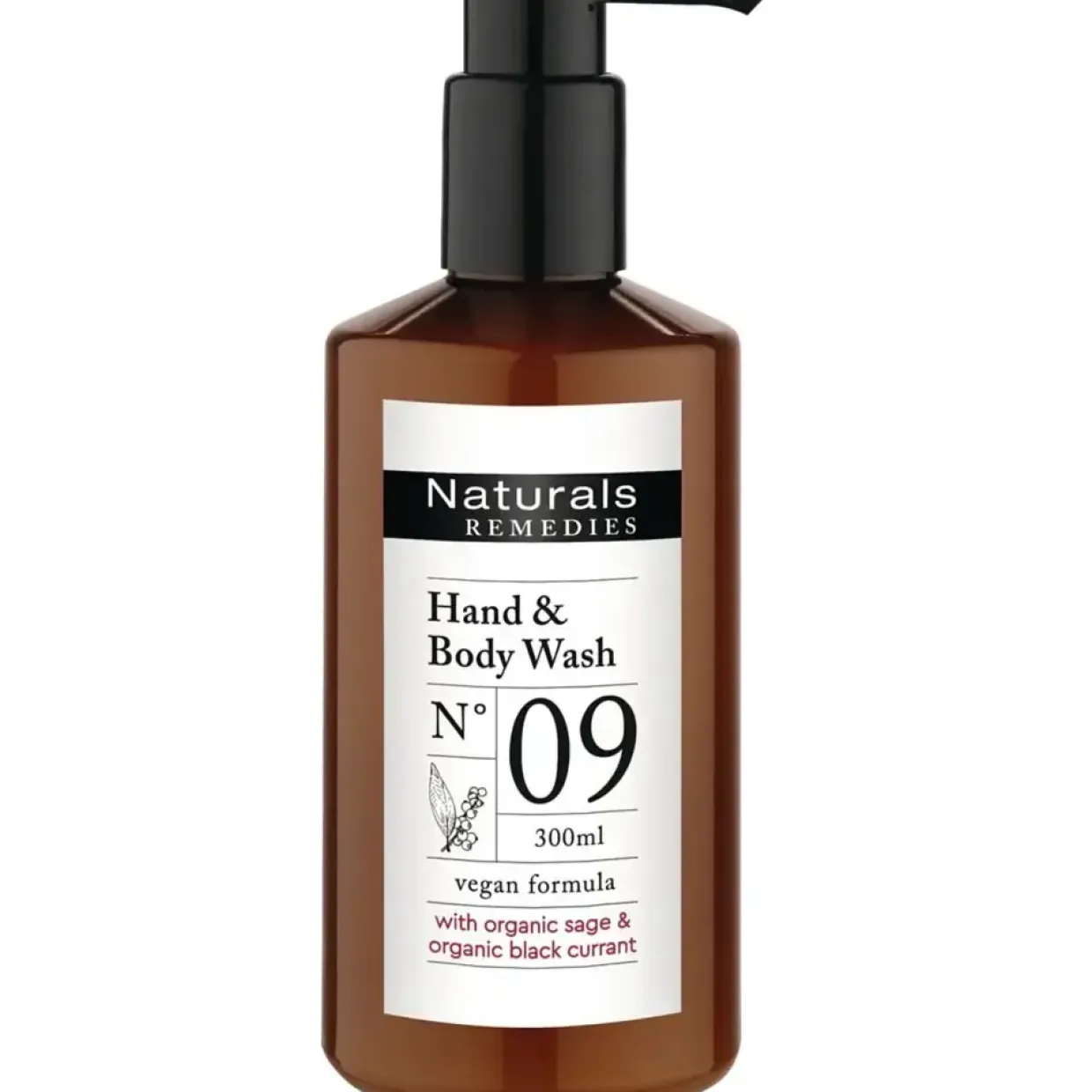 Hand & Body wash Naturals Remedies 300 ml pump dispenser (refil) - 12 stk