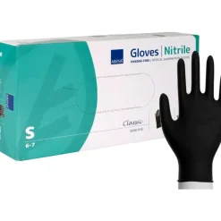 Handsker nitril, sort ABENA Classic Sensitive S pudderfri - 100 stk