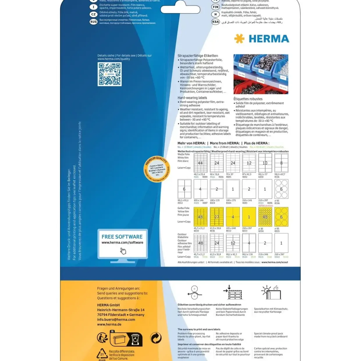 Herma etiket ekstra stærk 105x148 mat