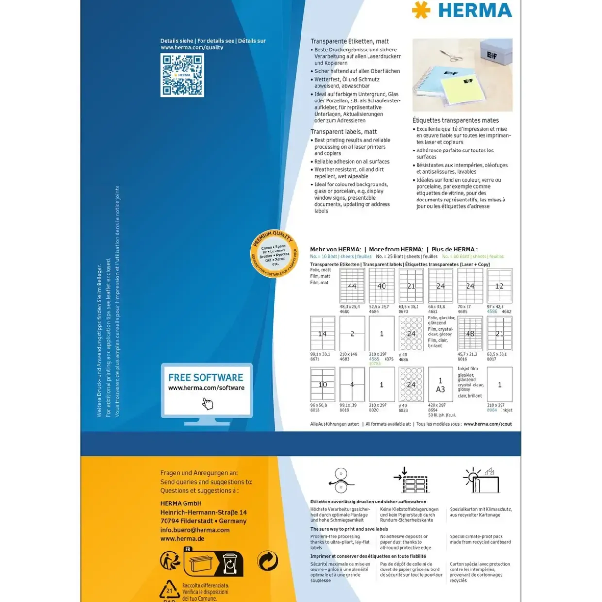 Herma etiket film 210x297 transp mat (80)