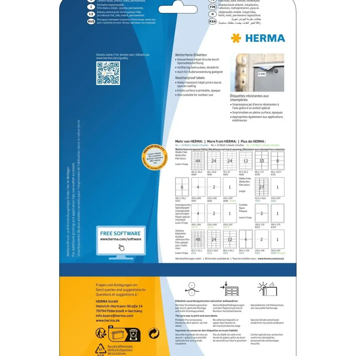 Herma etiket inkjet film ekstra stærk 97X42,3 mat (480)