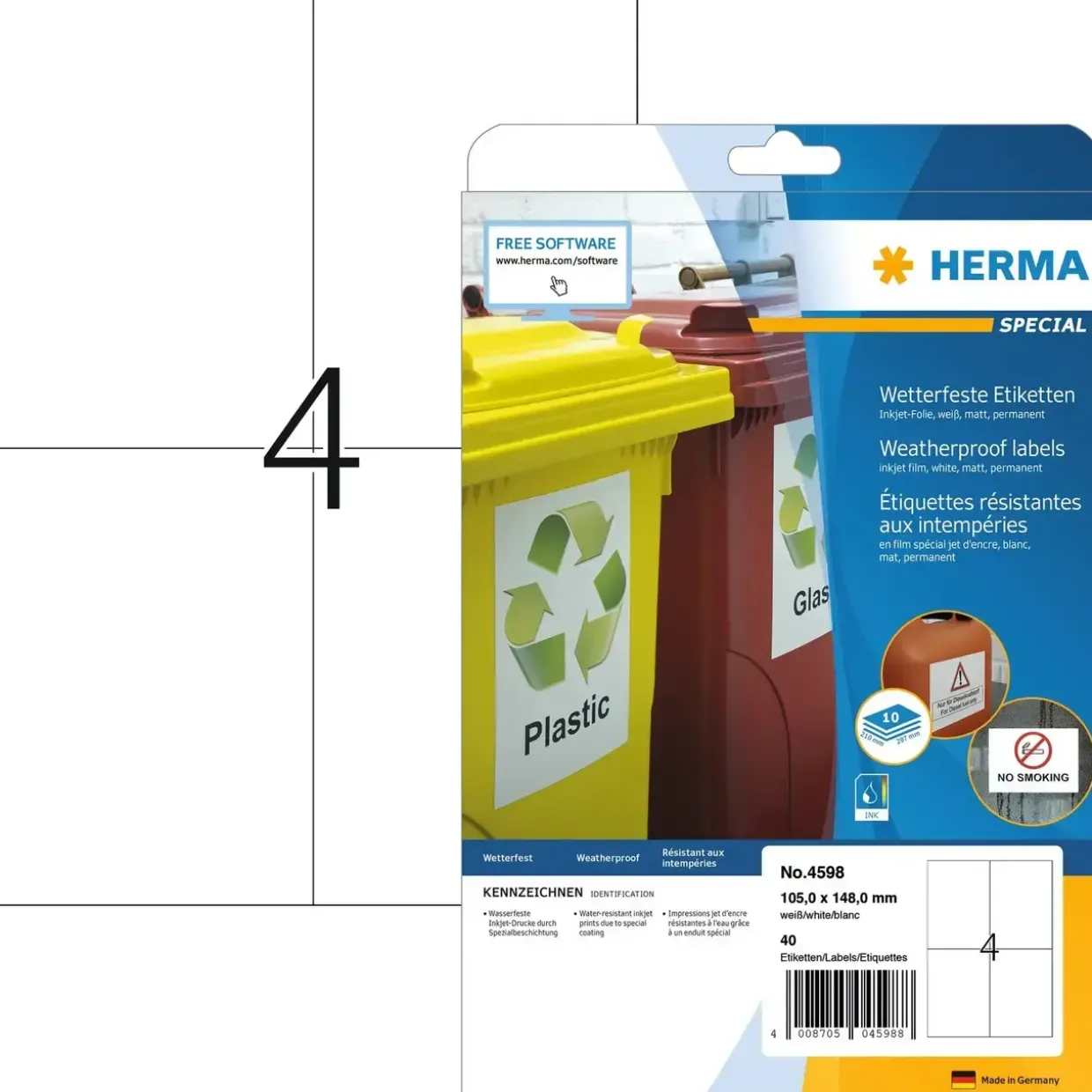 Herma etiket inkjet film ekstra stærk 97X42,3 mat (480)