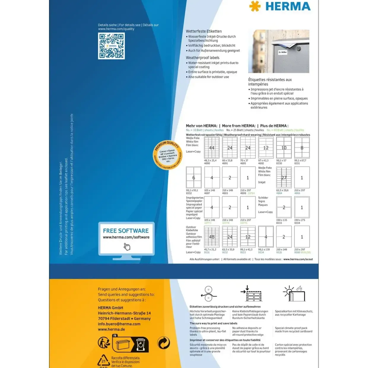 Herma etiket inkjet film ekstra stærk 210X148 mat (80)