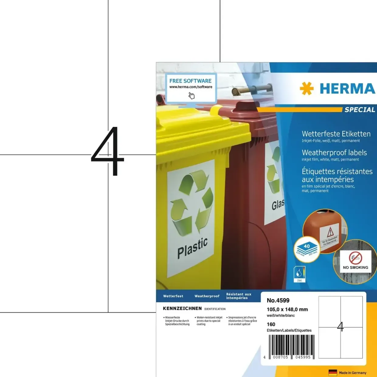 Herma etiket inkjet film ekstra stærk 105X148 mat (160)