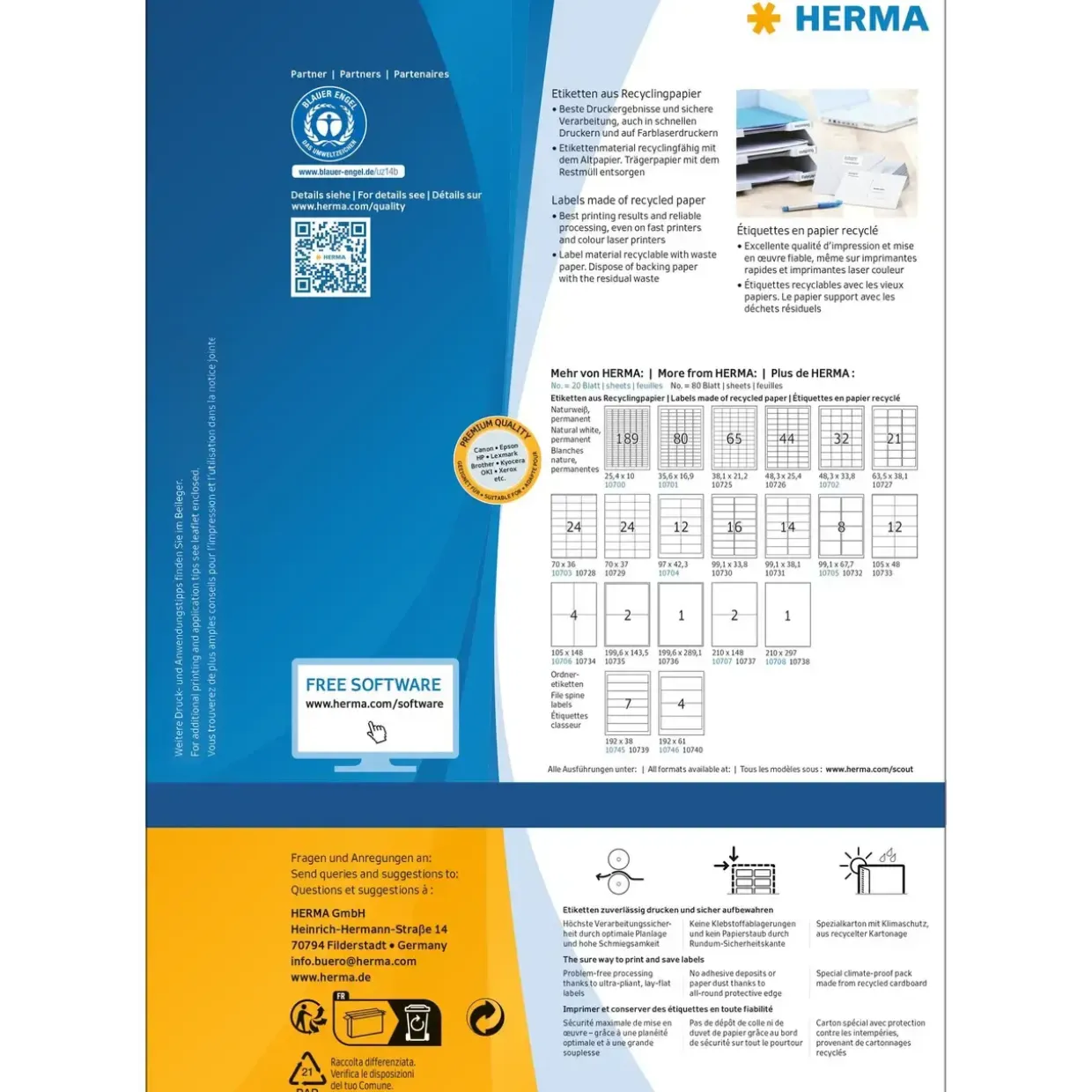 Herma etiket recycled 210x148 hvid (160)