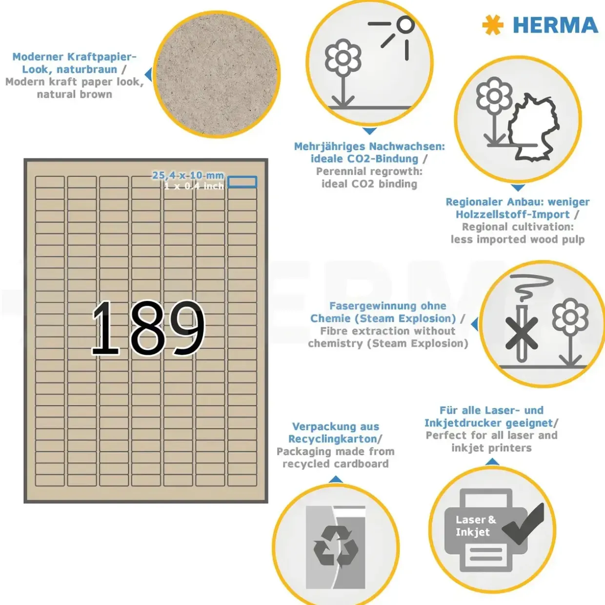 Herma etiket Silphie 24,4x10 kraftpapir (3780)