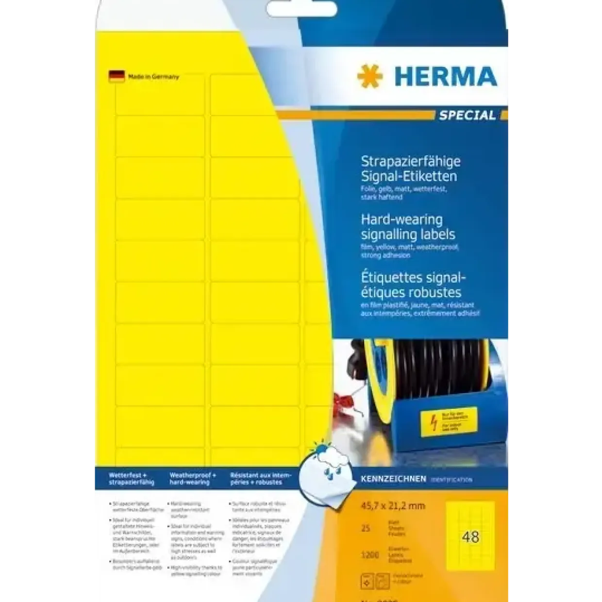 HERMA Herma etiket film ekstra stærk 45,7x21,2 gul - 1200 labels