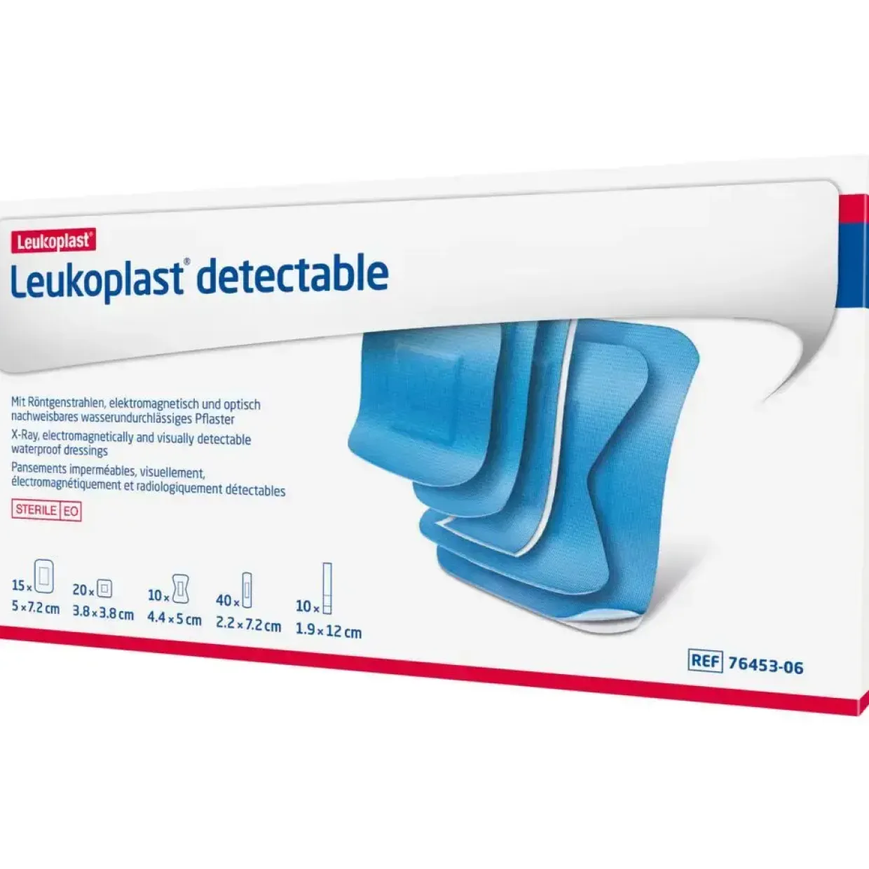 Hæfteplaster - Leukoplast Detectable ass. størrelser - Blå - 1 pakke