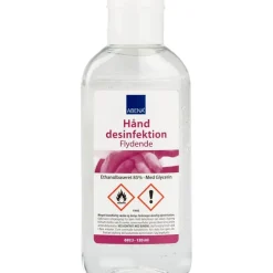 Hånddesinfektion, ABENA, 120 ml, 85% alkohol, med glycerin, flaske med klaplåg, flydende - 24 stk