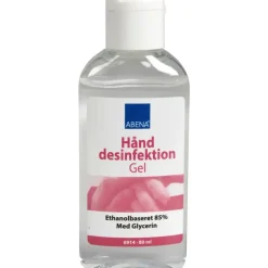 Hånddesinfektionsgel, ABENA, 80 ml, 85% alkohol, med glycerin, flaske med klaplåg - 24 stk