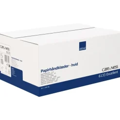 Håndklædeark - Abena Care-Ness Excellent 2-lags V-fold 21x25cm hvid 190 ark pr pakke - 20 pakker