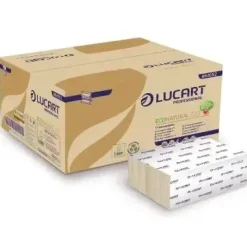 Håndklædeark - Lucart - EcoNatural - Z-Fold - 2-lag - L24xB20xD8cm - Genbrug - Natur - 15 pk x 200 stk/krt