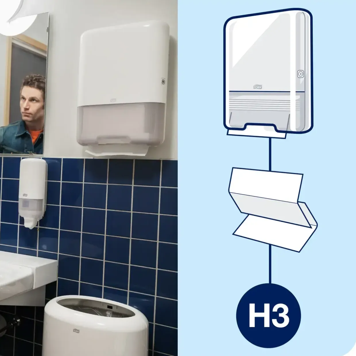 Håndklædeark Tork 290163 Advanced H3 zig-zag 2-lags hvid - 250 ark pr pakke - 15 pakker