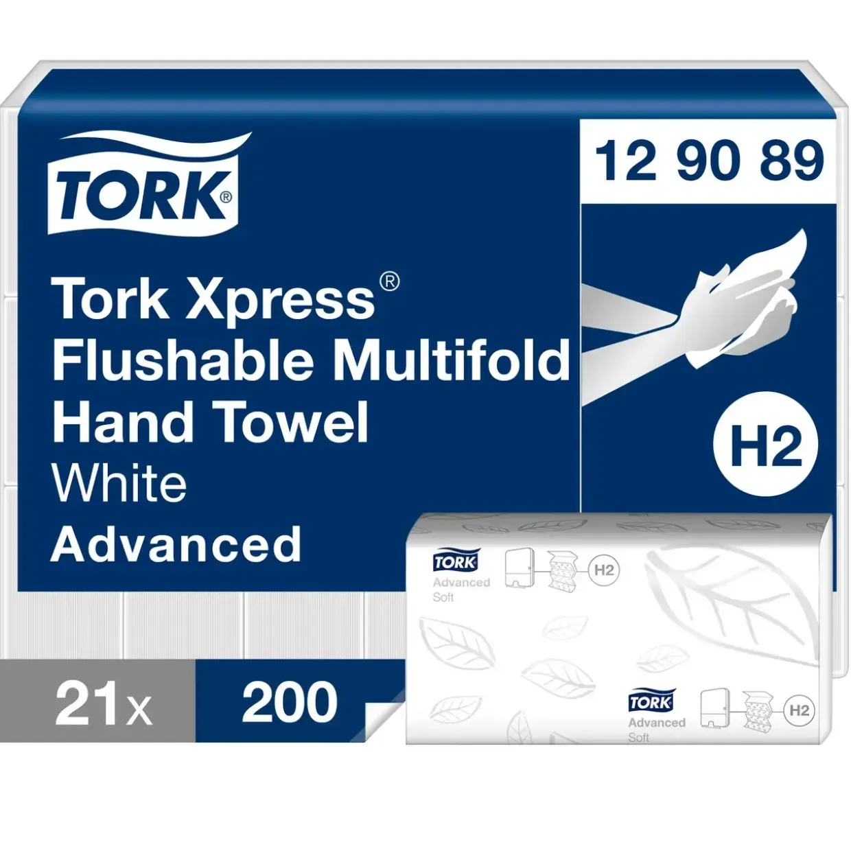 Håndklædeark Tork 129089 H2 Advanced 2-lags nonstop 25,5x21,2cm hvid - 4200 stk