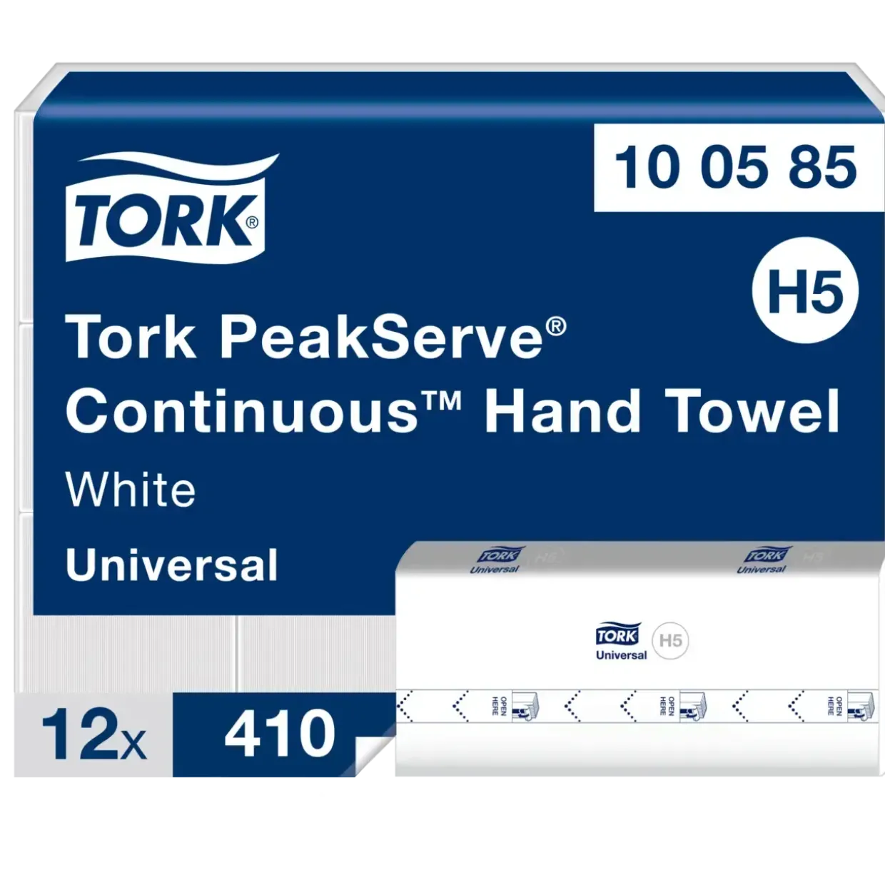 Håndklædeark Tork 100585 PeakServe H5 1-lags hvid B:20,10 x L:22,50 x D:8 cm - 4920 stk