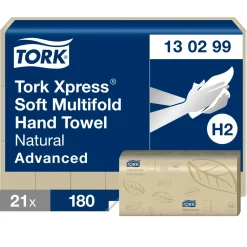 Håndklædeark Tork 130299 Xpress H2 Advanced 2-lags Z-fold 21,3x24cm 8 cm nature - 3780 stk