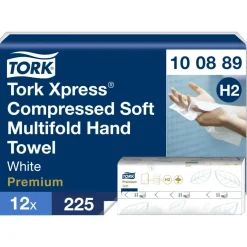 Håndklædeark - Tork 100889 Xpress H2 Premium 2-lags Z-fold 24 x 21,2 cm - Hvid - 2700 stk