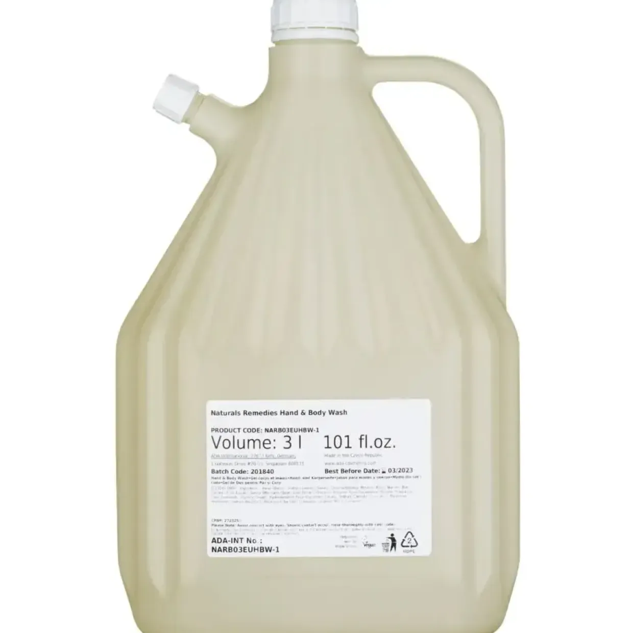 Hånd og Bodyshampoo, Naturals Remedies, 3 l, til påfyldning - 4 stk
