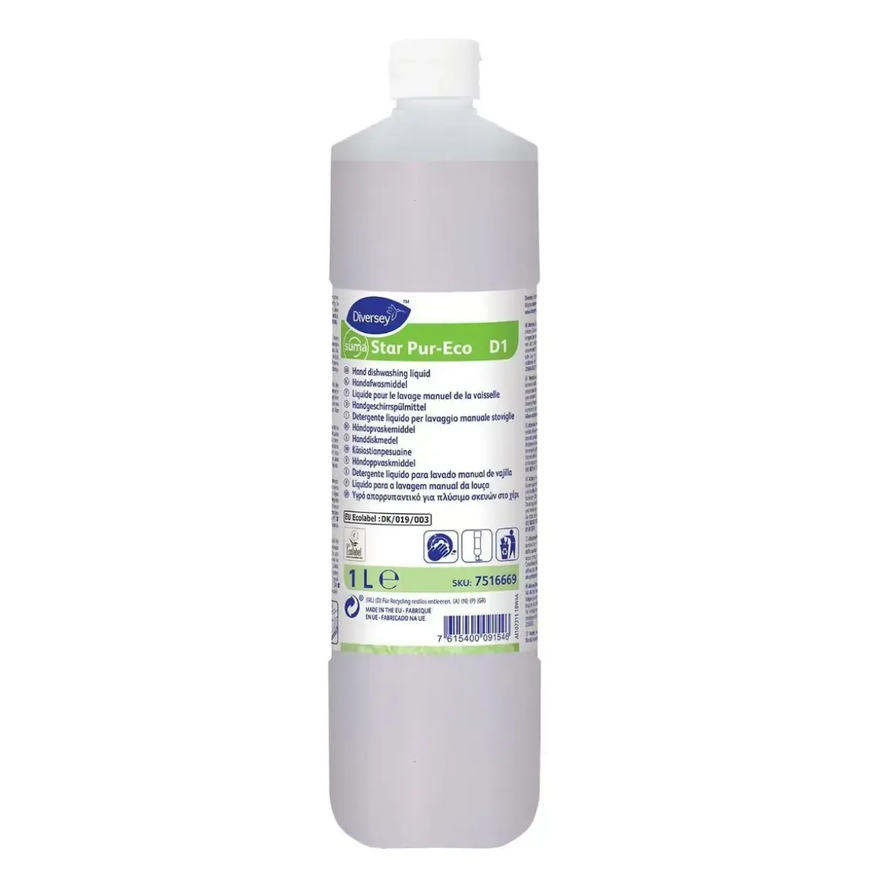 Håndopvask Suma Star Pur-Eco D1 Ecolabel uden Farve/Parfume 1 ltr - 6 fl x 1 ltr/krt
