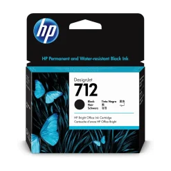 HP 712, Blækpatron til Designjet, Sort, 80 ml