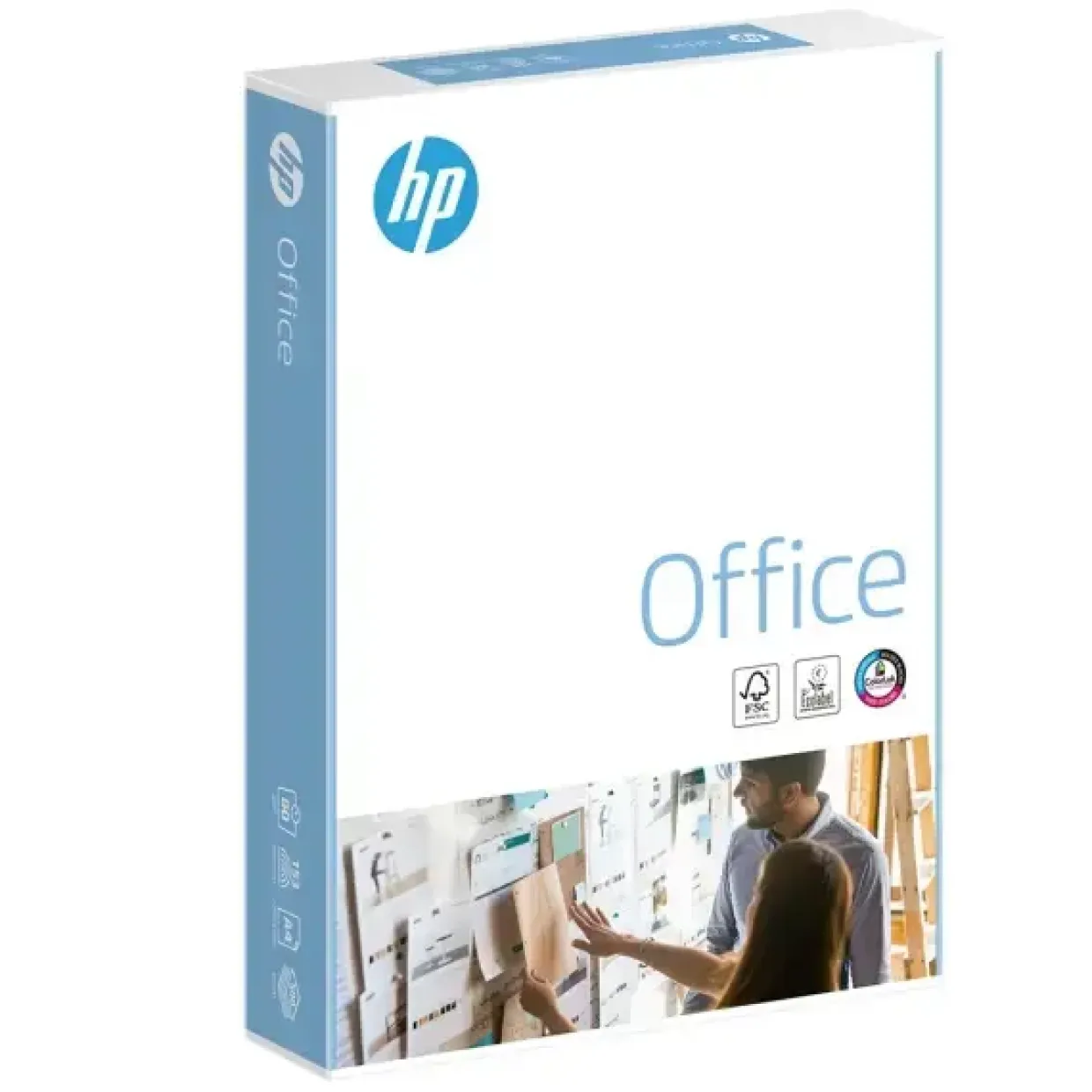 HP, Office, hvid, Eur palle, Kopipapir træfri ECF, 80g/m2, 420mm x 297mm, A3 Bred bane, pakke a 500 - 5 stk